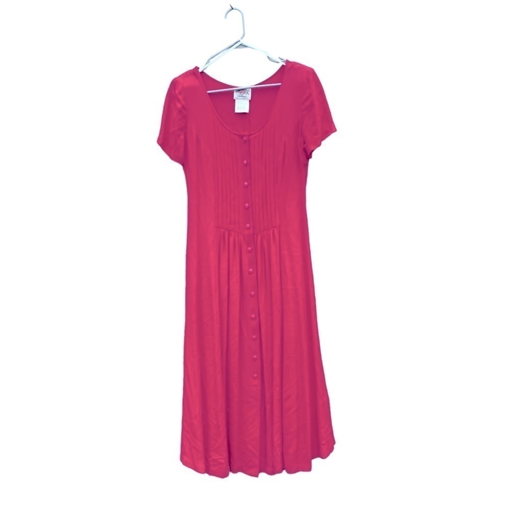 Lanz Originals Hot Pink Button Down Dress Vintage sz 8 - Picture 2 of 6